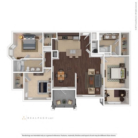 Apalachee Point Apartments in Tallahassee, FL photo of three bedroom floorplan