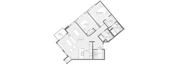 A floor plan of a house with labeled rooms and dimensions.