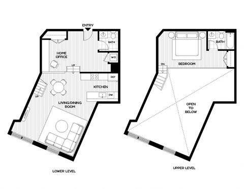 a floor plan of two different floor plans of a house