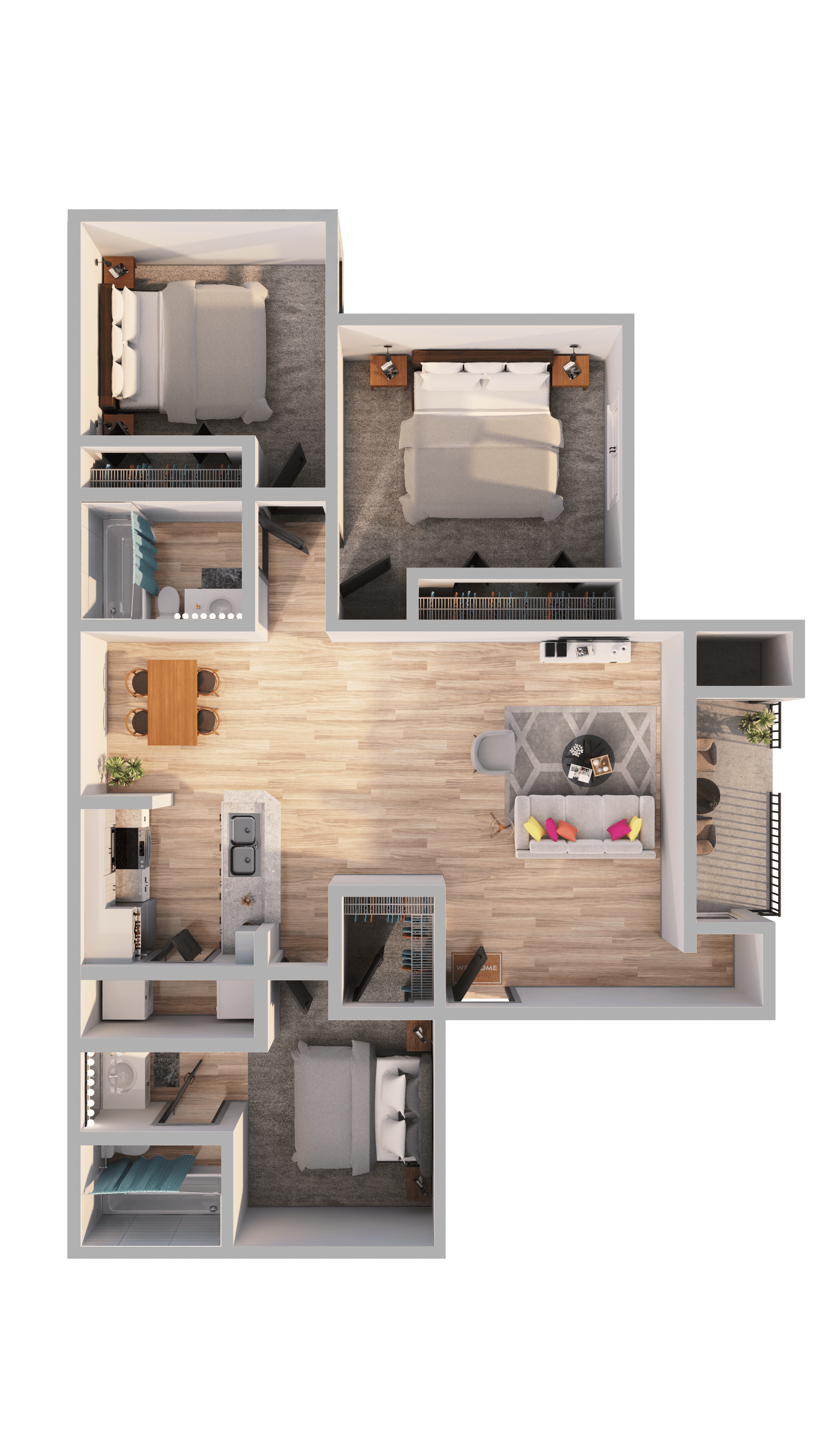 bedroom floor plan an in 3d