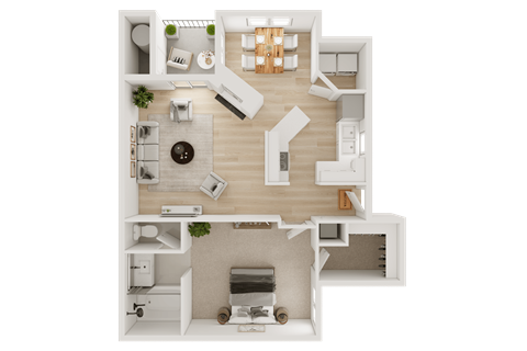 1 Bed - 1 Bath |832 sq ft 1 Bed | 1 Bath floorplan
