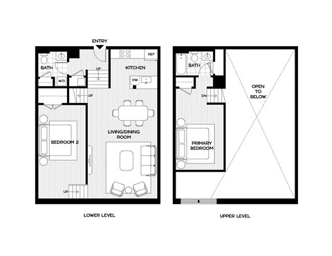 a floor plan of two different layouts of a house