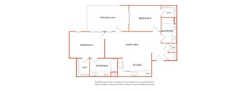 A red line drawing of a house layout with labeled rooms.