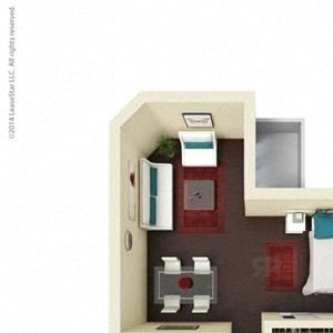 400 square feet floor plan Studio 3D furnished
