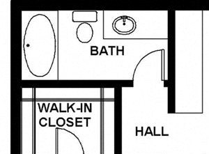 1 Bed, 1 Bath, 650 square feet floor plan