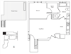 1 Bed 1 Bath 630 square feet floor plan Residence B.2