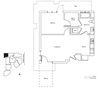 1 Bed 1 Bath 629 square feet floor plan Residence B