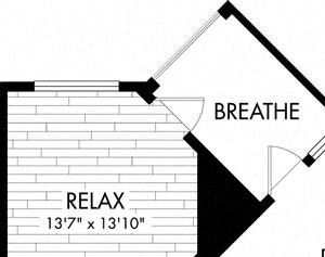 1 bed 1 Bath 711 square feet floor plan A1