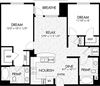 2 bed 2 Bath 1076 square feet floor plan B1