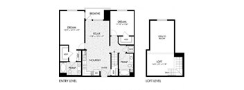 2 bed  2 Bath 1280 square feet floor plan B11