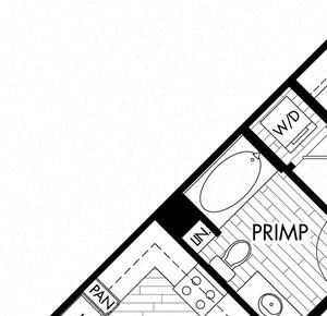 Studio 1 Bath 627 square feet floor plan S3