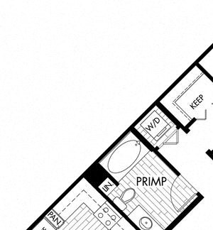 Studio 1 Bath 713 square feet floor plan S5