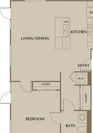 1 bed 1 bath 1197 square feet floor plan One Bedroom (Industrial Lofts)