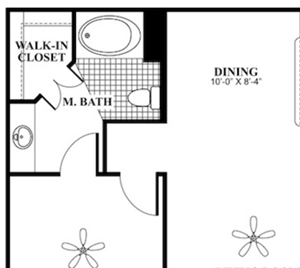 2 bed 2 Bath 1085 square feet Peace floor plan