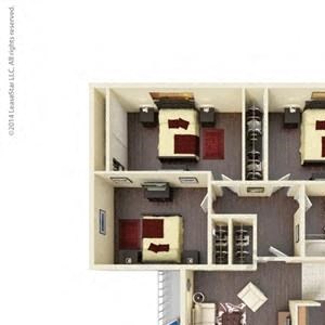 3 Bed, 2 Bath, 1207 square feet floor plan