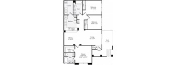 3 Bed 2 Bath 1324 square feet floor plan B