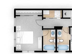 3 Bed 2 Bath 1400 square feet floor plan Cottonwood