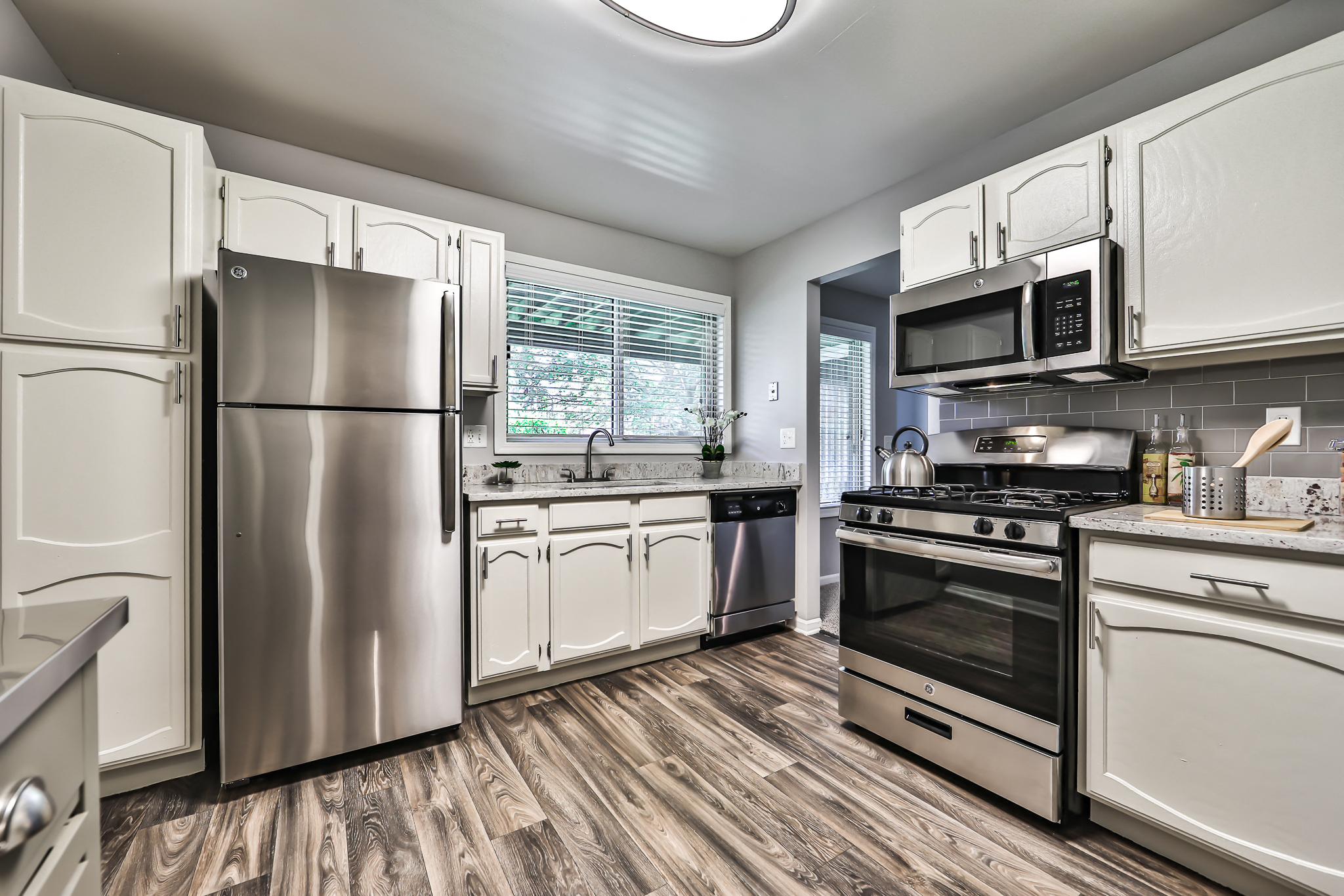 Modern kitchen with stainless steel appliances