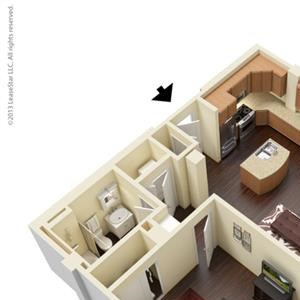 1 Bed - 1 Bath |605 sq ft A1 floor plan