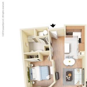 2 Bed - 2 Bath, 1037 square feet B5 floor plan
