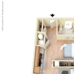 Studio 678 square feet S1 floor plan