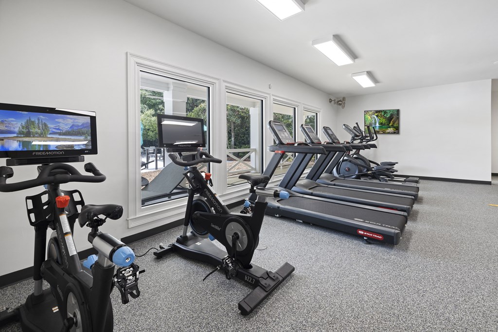 the gym at the enclave at woodbridge apartments in sugar land, tx