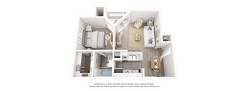 a 3d floor plan of a bedroom with a bathroom