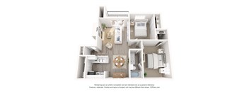 a 1 bedroom floor plan with a bathroom and a living room