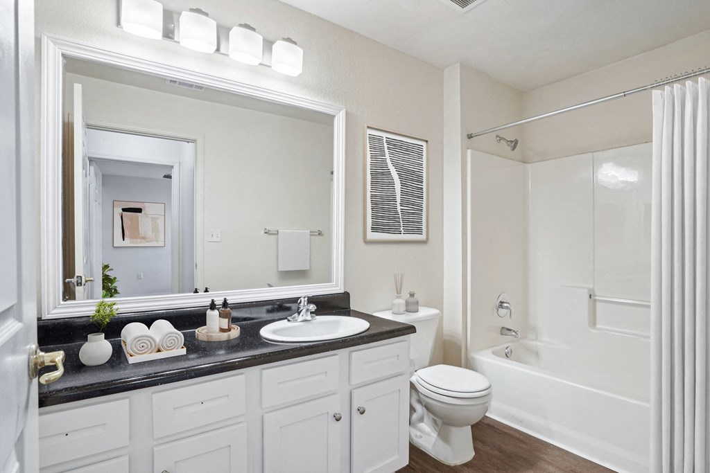 Apartments for Rent in Little Rock, AR 72223– Capitol Hill -   A bathroom with a white toilet and sink.