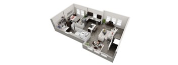 bedroom floor plan an aerial view of the living room and bedroom