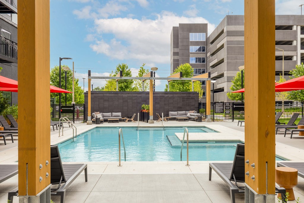 the swimming pool at the grove apartments