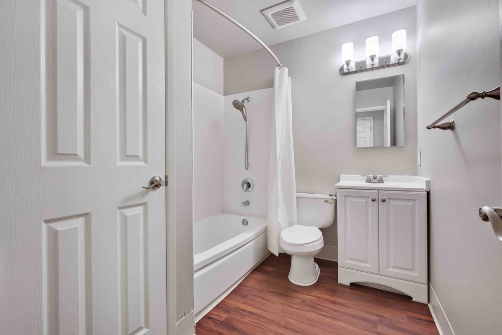 a bathroom with a toilet and a tub and a sink