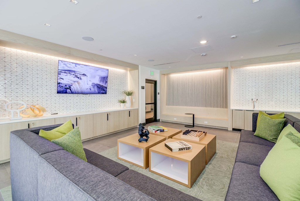 a living room with a couch and a coffee table