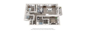 a 3d floor plan of a 1 bedroom apartment