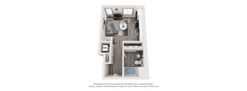 a floor plan of a 1 bedroom apartment