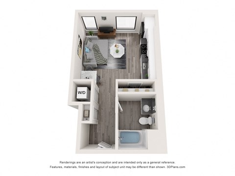 a floor plan of a 1 bedroom apartment