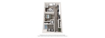a floor plan of a 1 bedroom apartment