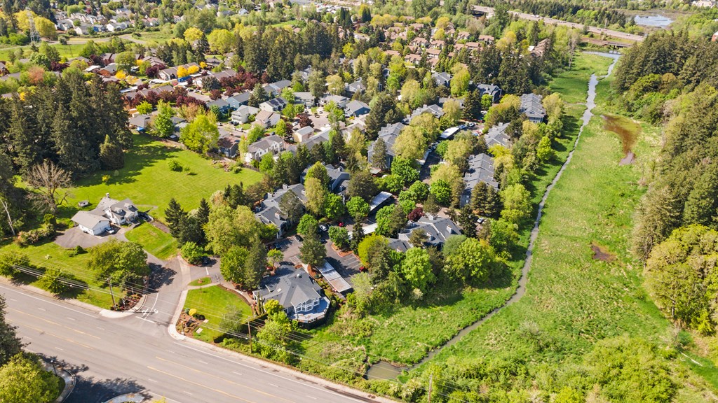 A residential area with houses surrounded by trees. at Cedar Crest, Beaverton