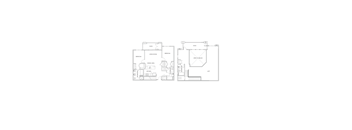 A floor plan of a house with a kitchen, living room, and dining area.