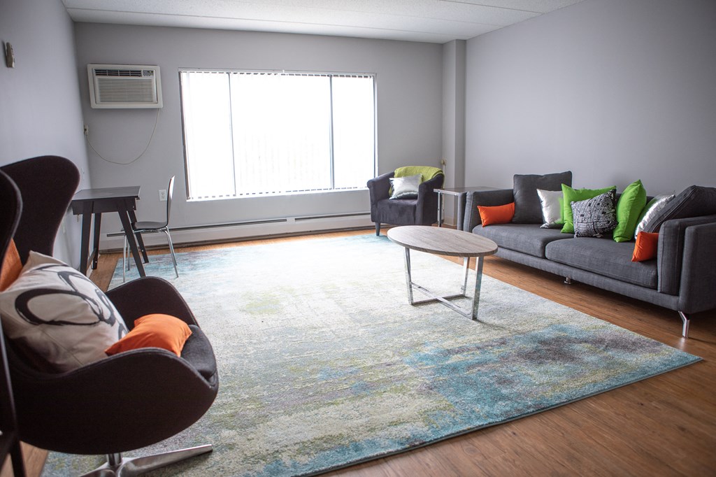 living room with large window