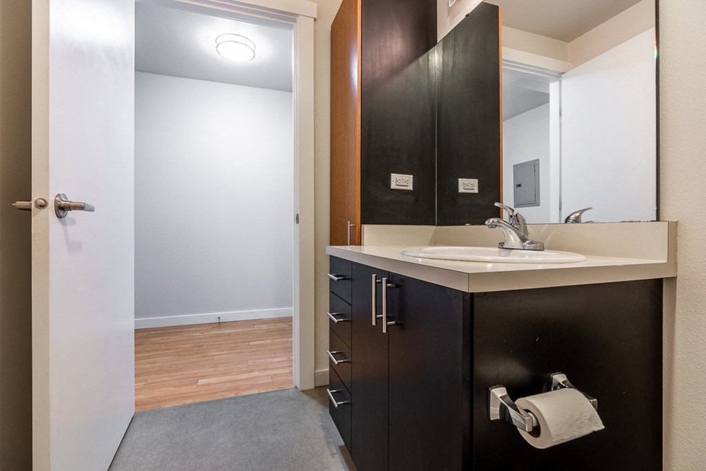 bathroom with  storage areas