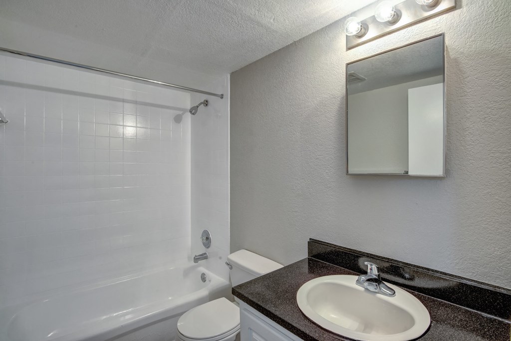the preserve at ballantyne commons apartment bathroom with sink and shower