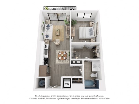 a 1 bedroom floor plan at the crossings at white marsh apartments in white marsh, md