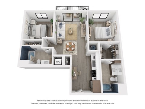 bedroom floor plan at the approach at summit park apartments in hendersonville, nc