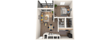 Tampa, FL Apartments – Belara Lakes – 3D floorplan of our 1 bed, 1 bath, 768 sq. ft. Crane Floorplan
