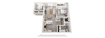 Two Bedroom apartment floor plan at Creekline at Fairfield in Fairfield, CT.