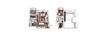 A floor plan of a two-story apartment with dimensions and a note to "Open to Below".