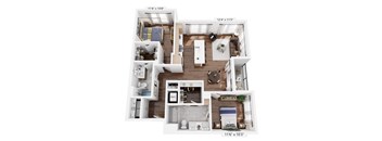 A floor plan of a house with a kitchen, living room, and bathroom.