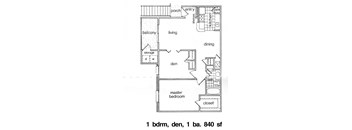 1BR/1BA 840 sq. ft.