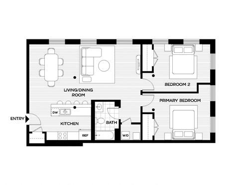 a floor plan of a home with a bedroom and a living room